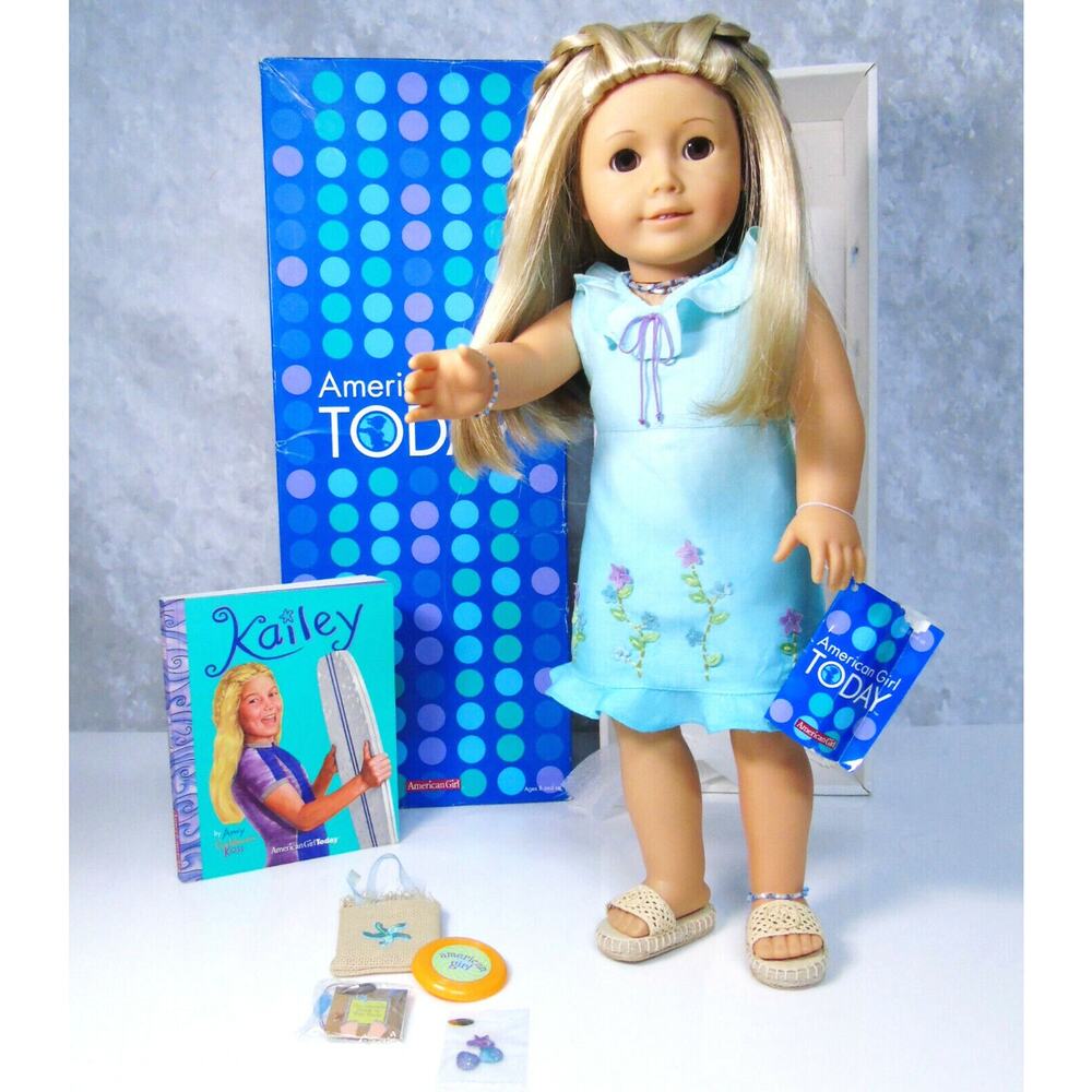 American Girl Kailey Doll Pleasant Co Meet Outfit Bag Accessories Shells Jewelry